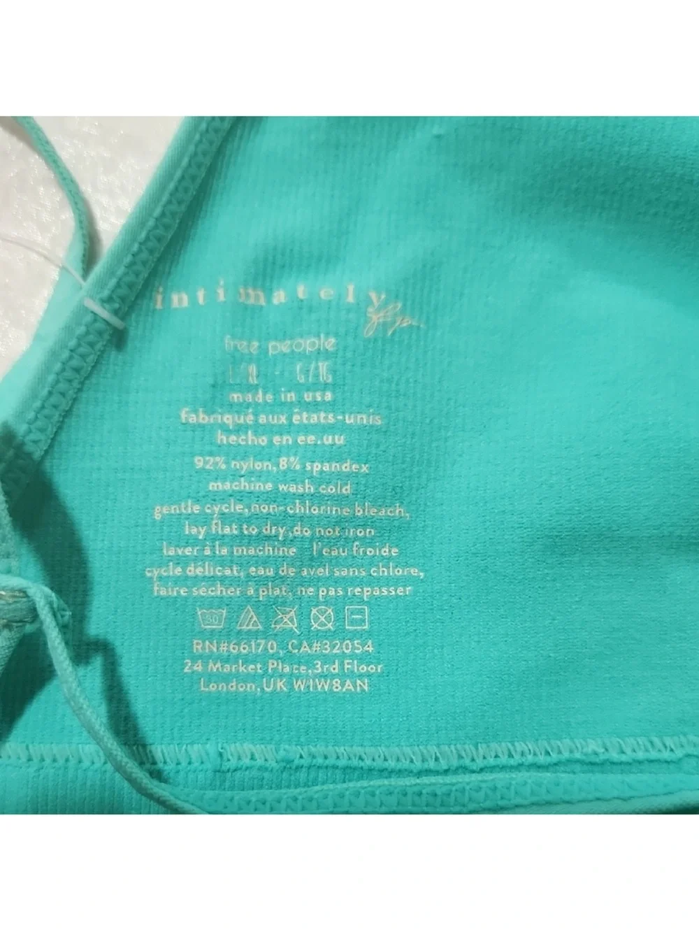 NWOT Intimately by Free People Cecily Longline Bralette in Turquoise Size L/XL